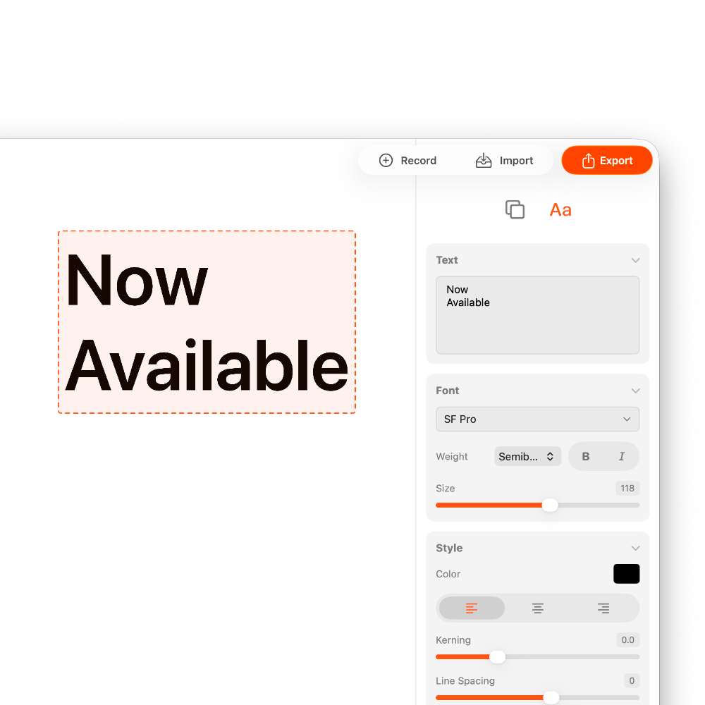 Text overlays with up to 3 tracks for titles and callouts