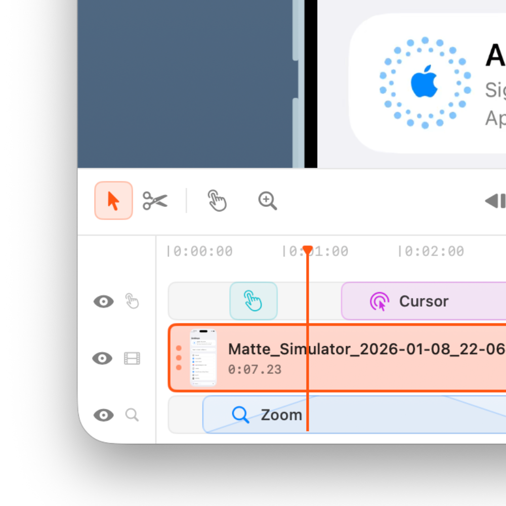 Video timeline editor for trimming clips and adding zoom animations